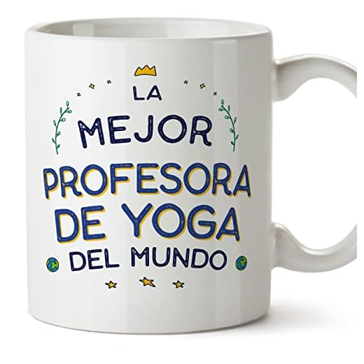 MUGFFINS Tazas para PROFESORA DE YOGA mujer - En Español - Mejor del Mundo - 11 oz / 330 ml - Regalo original y divertido