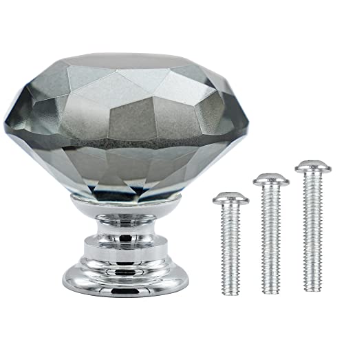 Vandicka Lot de 20 Boutons et poignées de meubles - Boutons Diamantés en Verre Gris pour Porte D'armoire, Tiroir, Commode, Placard de Cuisine, Diamètre 30...