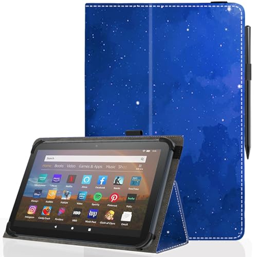 Pudiceva Universal 10 10.1 Inch Android Tablet Case,Slim Folding Stand Cover for All 9'-10.5' Touchscreen Tablet Case with Stylus Pen Holder,Starry Sky 04