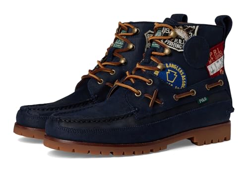 POLO RALPH LAUREN Mens Ranger Mid Suede & Twill Boots Hunter Navy 9 Medium