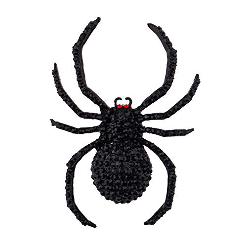 LUX ACCESSORIES Huge Black Rhinestones Red Eyes Tarantula Spider Fashion Pin