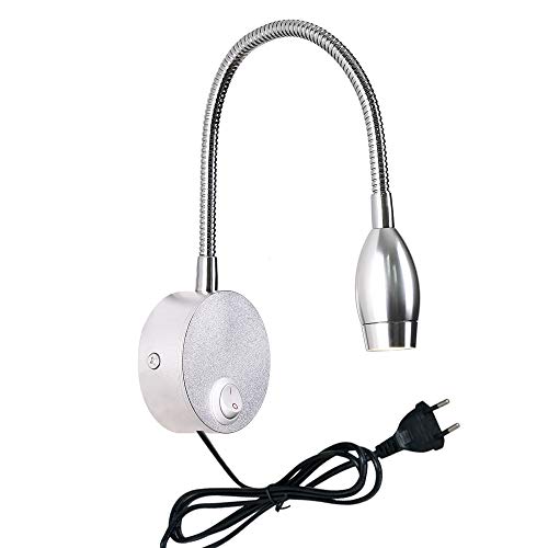 Preisvergleich Produktbild Wandleuchten Spotlight-Bett-Leselampe, justierbare Schwanenhalswandleuchte moderne kreative Aluminium-LED-Augen-Schlauchwandleuchte, britisches und amerikanische Norm Plug In Fixture (Color : White)