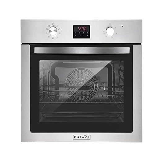 Empava 24" Gas Single Wall Oven with Bake Broil Rotisserie Functions and Mechanical Controls with Built-in Timer and Convection Fan in Stainless Steel