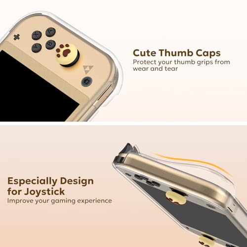 Image of innoAura Switch Lite Case 14-in-1 Accessories Bundle for NS Switch Lite (2019), with Protective Carrying Case, Game Holder, Screen Protector & Cute Thumb Grips, Brown Dog Plush Bag