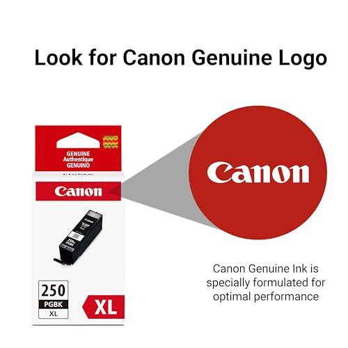 Image of Canon PGI-250XL Genuine Pigment Black Ink Tank, Compatible with MG6320, IP7220 & MG5420, MX922, MG5520, MG6420, MG7120, iX6820, iP8720, MG7520, MG6620, and MG5620 Printers