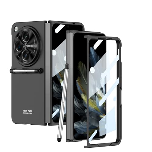 COQUE Funda para OnePlus Open, Funda Delgada con Película Integrada para Teléfono Móvil con Pluma de Capacitancia, Cubierta de Teléfono Plegable para OnePlus Open-Negro