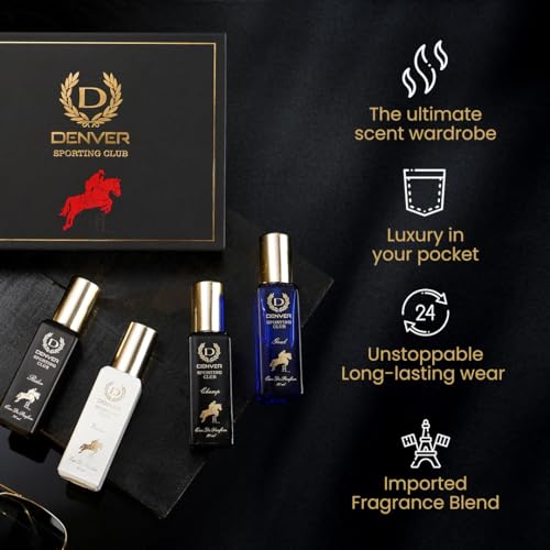 Image of DENVER Sporting Club Gift Set for Men - Rider, Victor, Champ, Goal - 20ML Each | Long Lasting Luxury Perfume EDP
