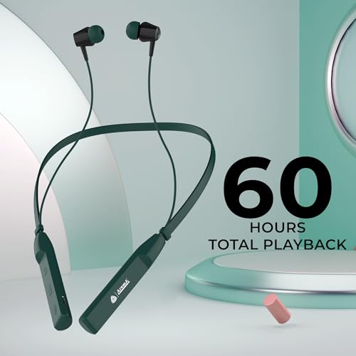 Image of AROMA NB119 Giga Neckband Bluetooth | Upto 60Hrs Playtime, Dual Pairing, Fast Charging, Heavy Bass