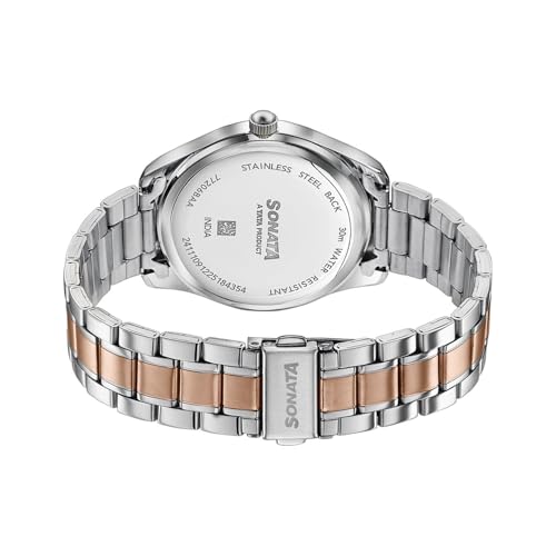 Image of Sonata Jashn with Quartz Analog White Dial IPS /IPRG Strap Men's Wedding Watch - 77206KM02