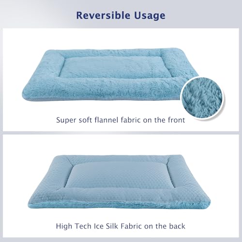 BVAGSS Hundebett Kleine Hunde Reversible, kühl und warm Matten Hundekissen, Waschbar Hundematte für klein mittel große Hunde XH080 (45x33cm,Blau)