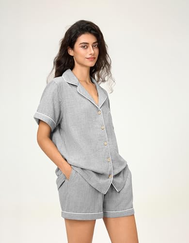 Image of BESTOUCH Womens Pajama Sets: 100% Cotton Muslin Linen Feel
