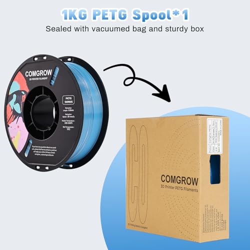 Image of Comgrow PETG 3D Printer Filament 1.75mm, High Precision and Tough 3D Printer Filament 1kg (2.2LBS), Dimensional Accuracy + /- 0.02 mm, Fit Most 3D Printers Gradient Light Blue White