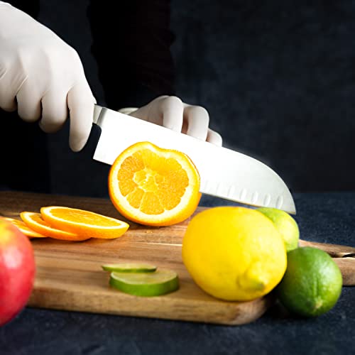 Foto von HEISO - Santoku Messer - PREMIUM SERIE - rostfreie 18cm Klinge - Küchenmesser Made in Solingen - Santokumesser mit Kullenschliff - kostenloser Nachschleifservice