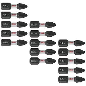 Bits Phillips nº 2 BOSCH ITDPH2115, para furadeira de impacto, pacote com 15