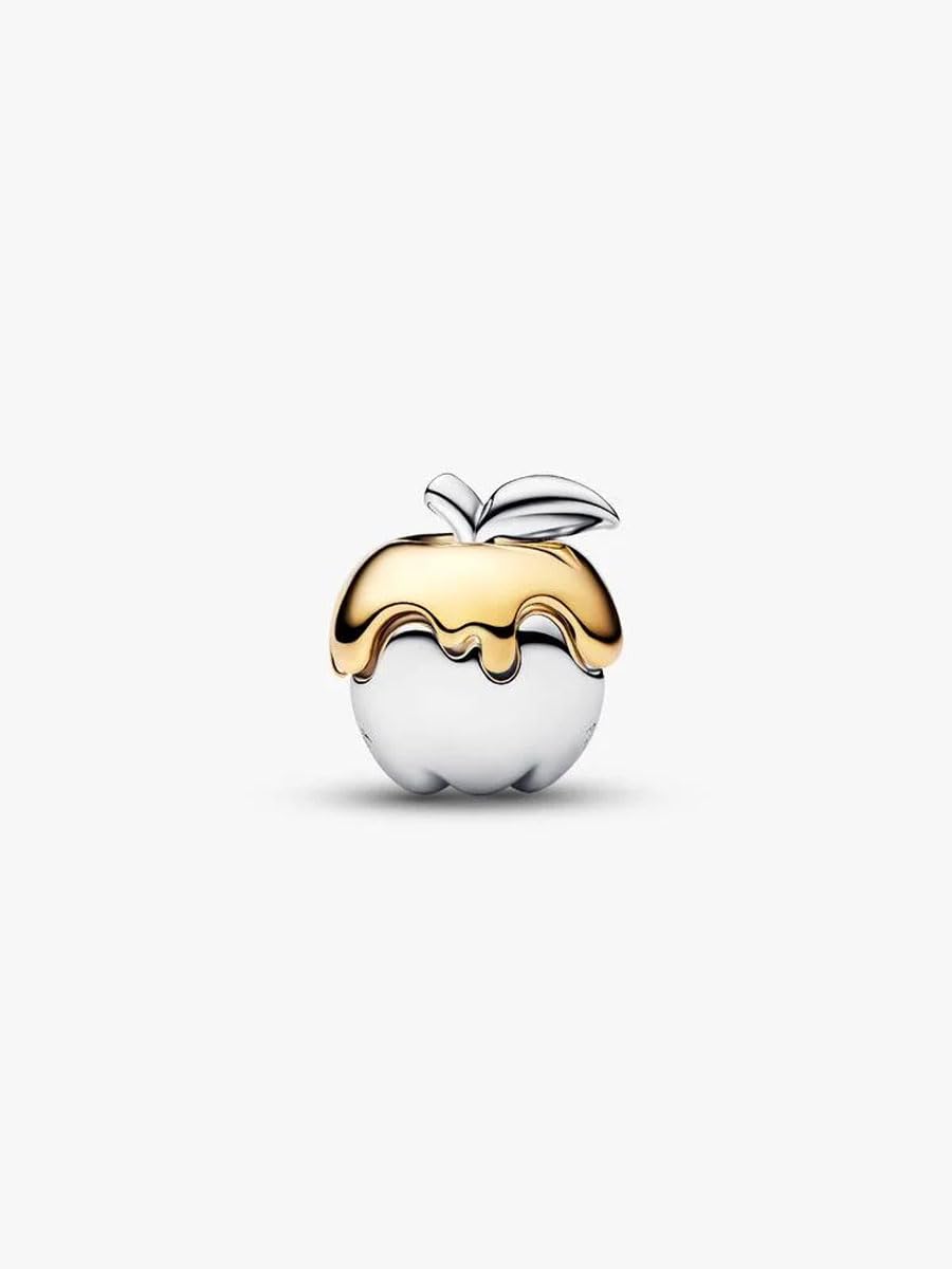PANDORA Charm Disney Biancaneve Ciondolo Mela Avvelenata in Argento Sterling 925 con Placcatura Oro 14 Carati e Diamante di Laboratorio 0,012 ct, Apple Charm, compatibile con Moments, 764384C01