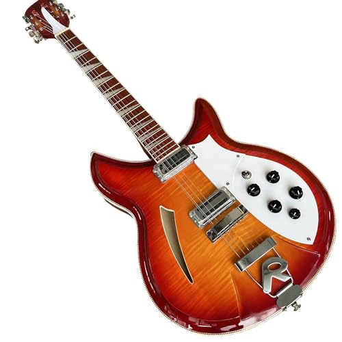 Sunburst 12-String Semi-Hollow Electric Guitar - 381 Style - 21 Frets - Alder