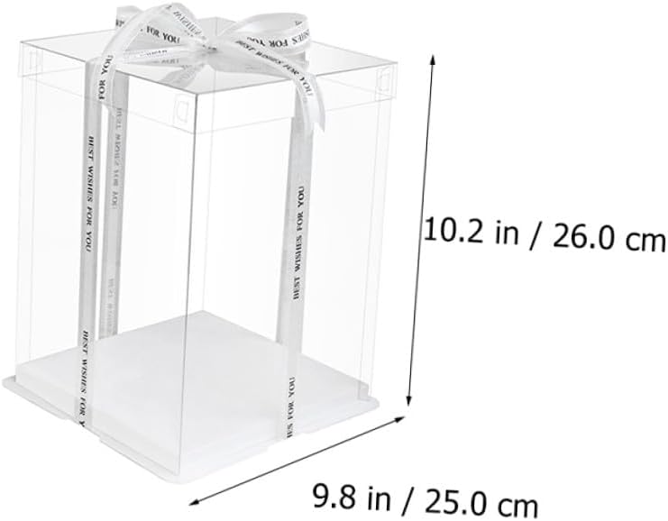 SUPVOX 5pcs 8-inch Square Cake Boxes with Lid, Tall Double-layer Food Packaging Containers for Birthday Party Cake Carrier and Packaging