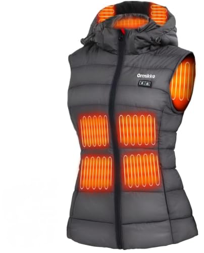 Image of [2025 All-New] Heated Vest Women - Detachable Heated Hood, With 7.4V 16000mAh Battery Pack, Womens Heated Vest (Dark Grey+16000mAh Battery, M)