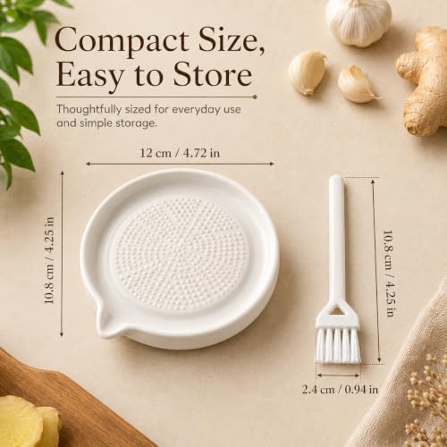 Image of Ceramic Handheld Ginger Garlic Grater Mini Mortar Spice Tool Kitchen Zester Citrus Fruit Grating Plate Nonstick Small Size Easy Clean Home Cooking Accessory