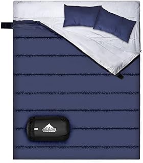 Double Sleeping Bag,Queen Size 2 Person Sleeping Bag For Camping, Backpacking Or Hiking. Waterproof And Lightweight Sleeping Bag With 2 Pillows, Great For Adults And Children Outdoor Activities