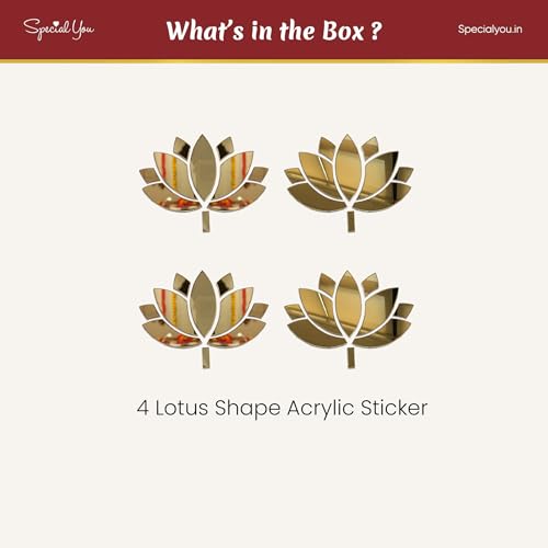 Image of Special You 4Pcs Acrylic Lotus Wall Stickers for Home Decoration Items for Living Room, Aesthetic Wall Decor Stickers for Bedroom, Lotus Stickers for Decoration, Acrylic Mirror Wall Decor Sticker