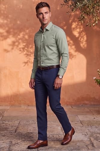 Image of Louis Philippe Men's Slim Fit Bamboo Blend Sustainable Stretch Young Formal Shirt