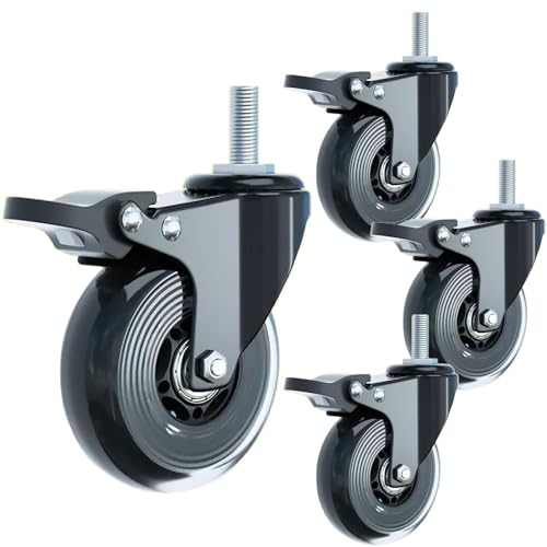Aenmezen 2C` M12*25mm lWt Xe LX^[ u[Lt 4 XCx zC[ É PU ԗ ׏d 120 kg ؍ނ^CȂǏɓKp(With brake,76mm)
