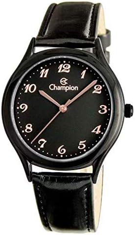 Relogio Champion Feminino Preto Pulseira Couro Ch22233J