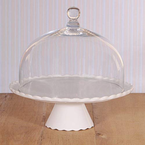 Zauberhaft: Tortenplatte „Sweet Flower“ in Weiß mit Glasglocke, Ø 34 cm Cover