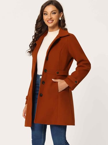 Image of Allegra K Women's Winter Classic Overcoat with Pockets Single Breasted Coat | Soft pea coat, Fully lined outerwear, Trendy, Fall office peacoat, Warm casual holiday everyday wear,