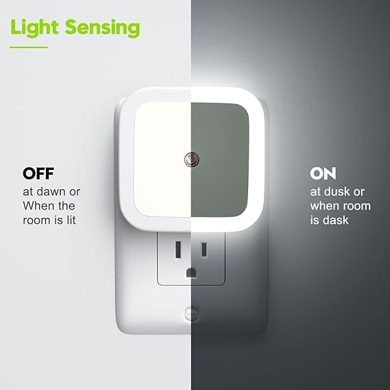 Image of Plastic 6pc Night Lamp Sensor Light for Bed Side Home|Smart Automatic ON /Off Dim LED Lights|Energy Saving 0.5W Lamp|Long Life for Hallway,Stairs,Kitchen,Bathroom (White (6 PCS))