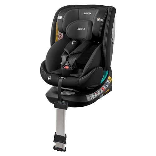 XOMAX G409 - Seggiolino girevole a 360°, base ISOFIX I con crescita, 0 – 36 kg, 0 – 12 anni, gruppo 0+/1/2/3, cintura a 5 punti, cintura a 3 punti, rivestimento lavabile I ECE R129