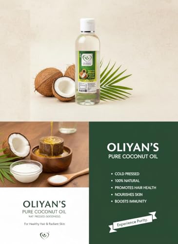Image of OLIYANS Cold Pressed Coconut Oil Pack of 2 (100ml Each) | 100% Natural | For Hair, Skin & Cooking | Total 200ml