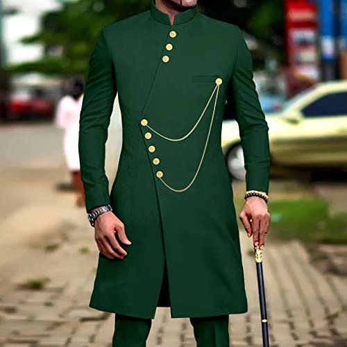 Men`s Suit African Clothes Dashiki Single Breasted Jackets and Pants 2 Piece Set Slim Fit Formal Outfits Coats2