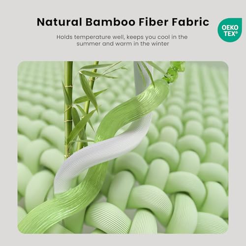 HOMRELEXA Bamboo Mattress Topper Full Size 2 Inch, Cooling Gel & Bamboo Charcoal Memory Foam Mattress Topper for Back Pain Relief, Firm Dual-Layer Foam Bed Pad with Removable Cover by HOMRELEXA - Used condition - Image 4