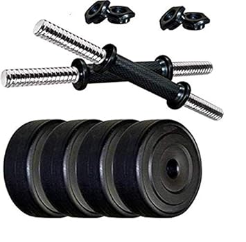 HASHTAG FITNESS Adjustable 4 kg PVC Weight with 14" Dumbbell Rod (Black)