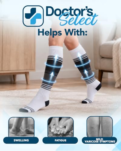 Image of Doctor's Select Bamboo Viscose Light Compression Socks for Women & Men - 3 Pairs, 8-15 mmHg Compression Socks, Knee High