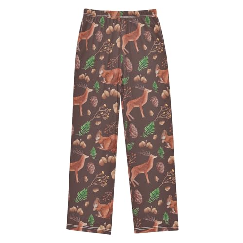 ZZXXB Squirrel Deer Boys Long Pants Soft Trousers Elastic Waist Kids Lounge Bottoms with Pockets S-XL