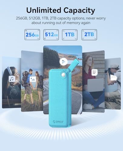 ORICO 512GB SSD Externo hasta 1050 MB/s, Disco Duro Externo SSD Portatil con Cable USB C y A 2 en 1, Compatible con iPhone 16 Pro MAX, Tableta, Computadora Portátil - B10PRO(Verde) - imagen 3