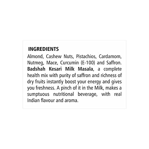 Image of Badshah Kesari Milk / Doodh Masala Powder / Made with Almond, Cashew Nuts, Cardamom (Elaichi) Saffron (Kesar) / Freshly Blended / Tasty and Healthy / 200 Gram ( 100 Gram x 2 Packs )