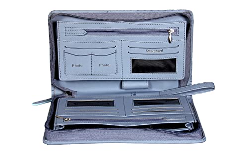 Image of Sukeshcraft Multiple Cheque Book Holder | Original PU Holds Upto 8 Cheque Books, Greyblue