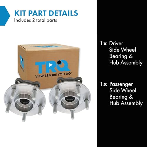 Image of TRQ Front and Rear Wheel Bearing and Hub Assembly Set 2 Piece Compatible with 13-16 Ford Fusion 13-18 Fusion AWD 19-20 SSV Plug-in Hybrid 19-20 Police Responder Hybrid 13-16 Lincoln MKZ 13-15 MKZ AWD