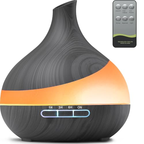 HJTHJT 500ML Essential Oil Diffuser: Aroma Diffuser with Remote Control for Hotel Spa Yoga Room - Humidifiers for Bedroom with 14 Colors LED Night Light for Kids/Women Home Relaxation