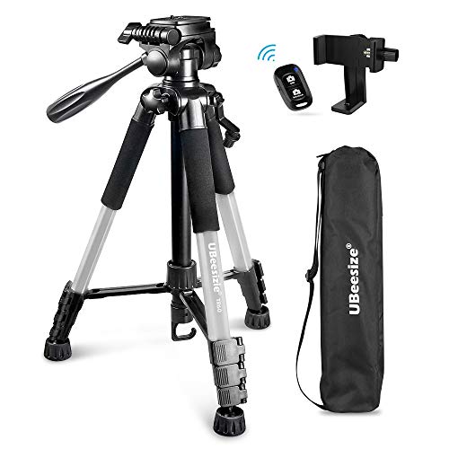 UBeesize 60-inch Camera Tripod, 5kg/11lb Load TR60 Load Portable Lightweight Aluminum Travel Tripod