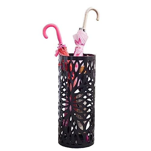 Porte-parapluie en métal noir design ajouré moderne avec bac récupérateur d'eau pour entrée