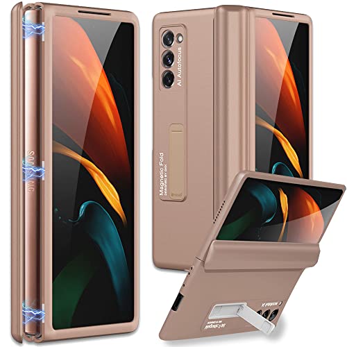 Miimall Cover rigida per Samsung Galaxy Z Fold 2 5G, con supporto magnetico anti-graffio per Samsung Galaxy Z Fold 2-Gold
