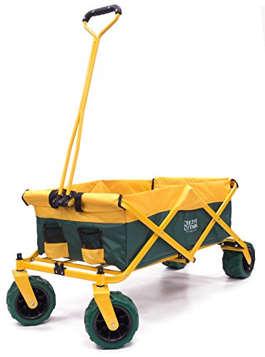 Creative Outdoor Foldable Stroller Wagon Buggy - Utility Cart for Kids - All-Terrain Collapsible Push Pull Wagon with Water Bottle Holder - Ideal for Park, Beach, Camping & Events