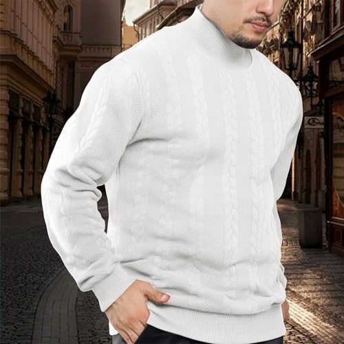 Men's Vintage Sweaters Fashion Ribbed Mock Neck Knitted Sweaters Fall Winter Warm Pullover Sweater Streetwear2