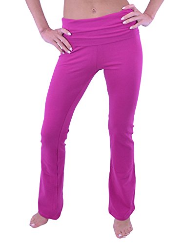Vivian's Fashions Yoga Pants - Full Length, Junior Size (Magenta, Large)