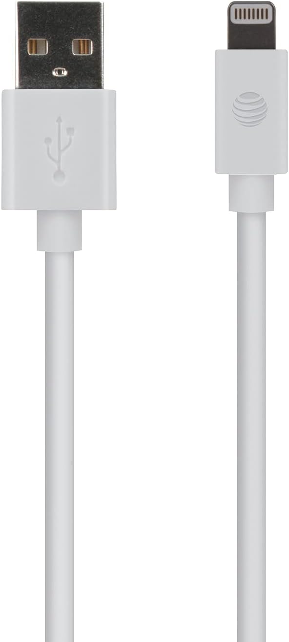 AT&TPVLC10-WHT PVC Charge and Sync Lightning Cable, 10 Feet (White)